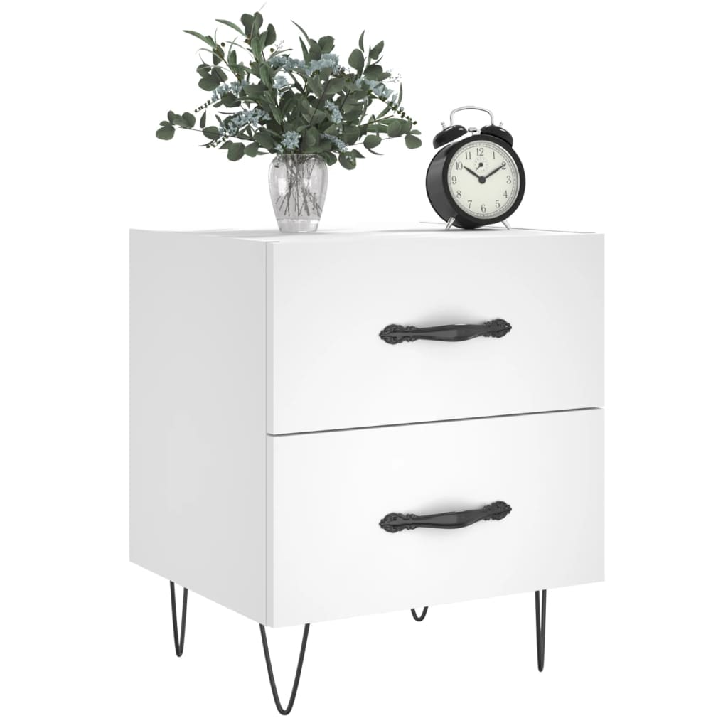 Bedside tables 2 pcs. White 40x35x47.5 cm wood material