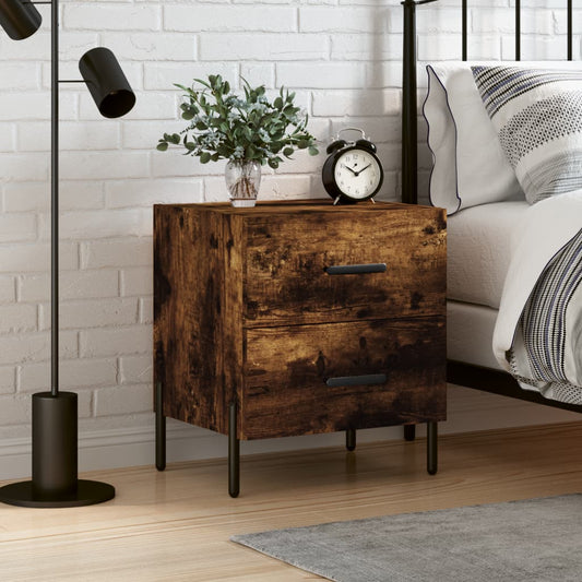 Bedside table smoked oak 40x35x47.5 cm wood material