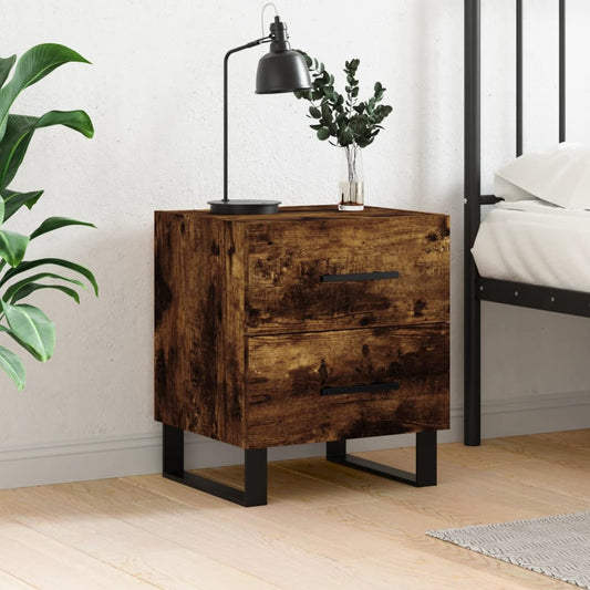 Bedside table smoked oak 40x35x47.5 cm wood material