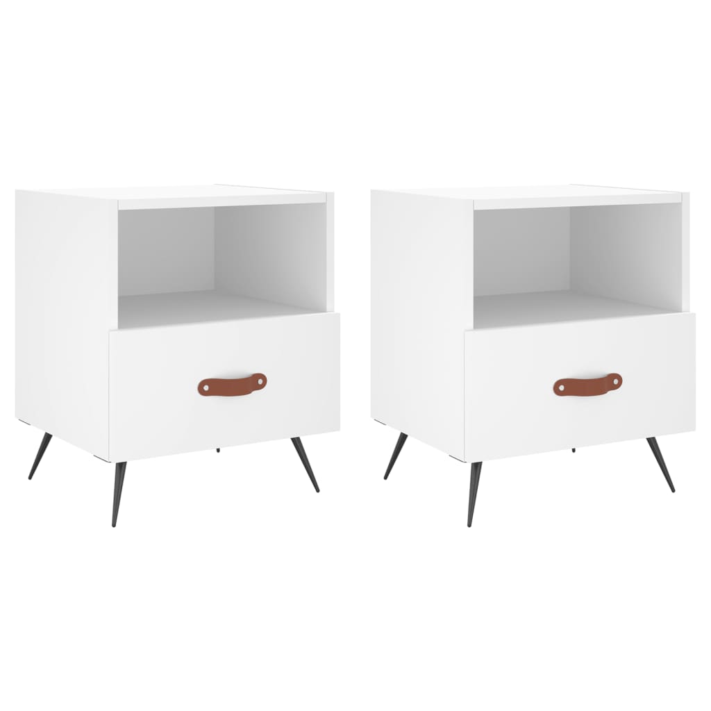 Bedside tables 2 pcs. White 40x35x47.5 cm wood material