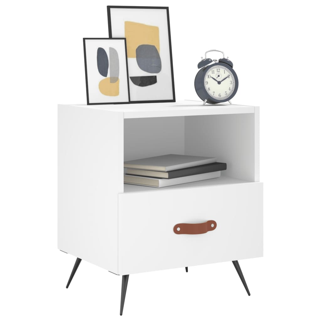 Bedside tables 2 pcs. White 40x35x47.5 cm wood material
