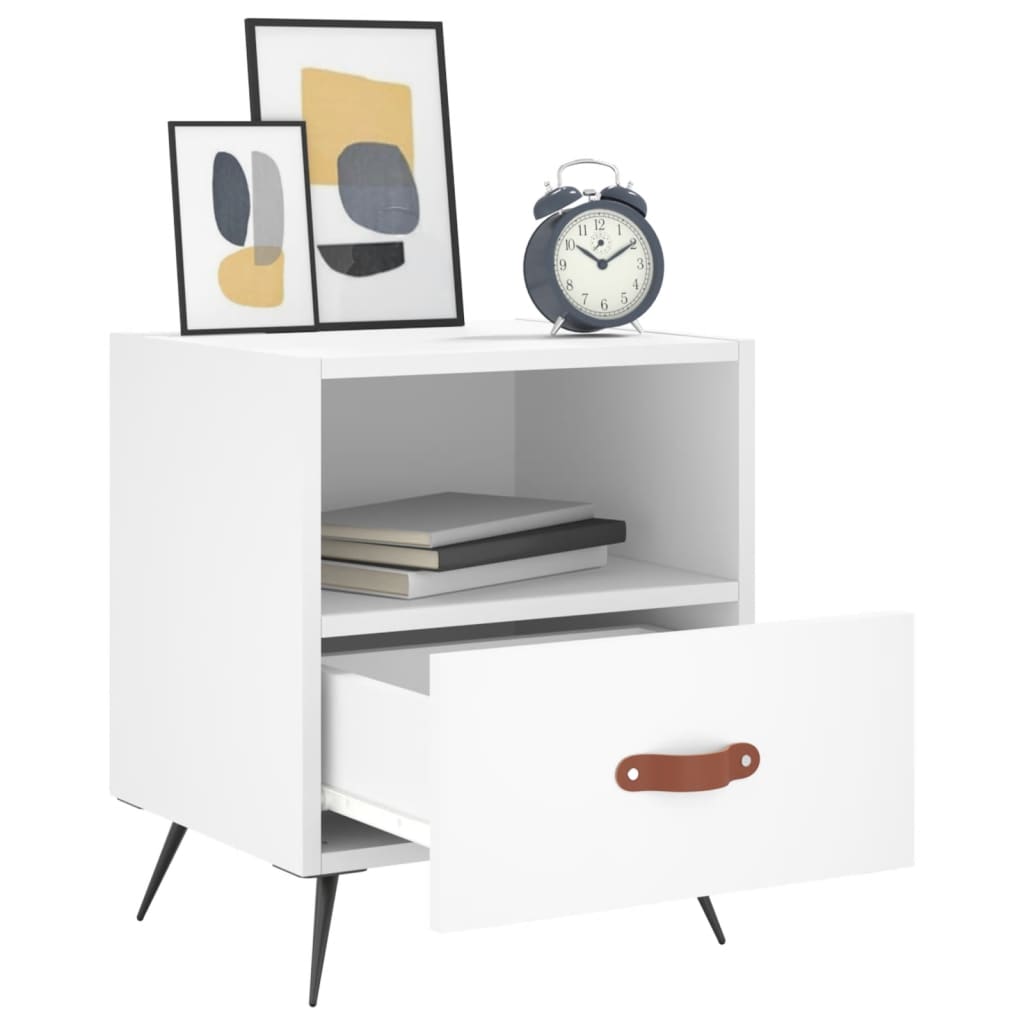 Bedside tables 2 pcs. White 40x35x47.5 cm wood material