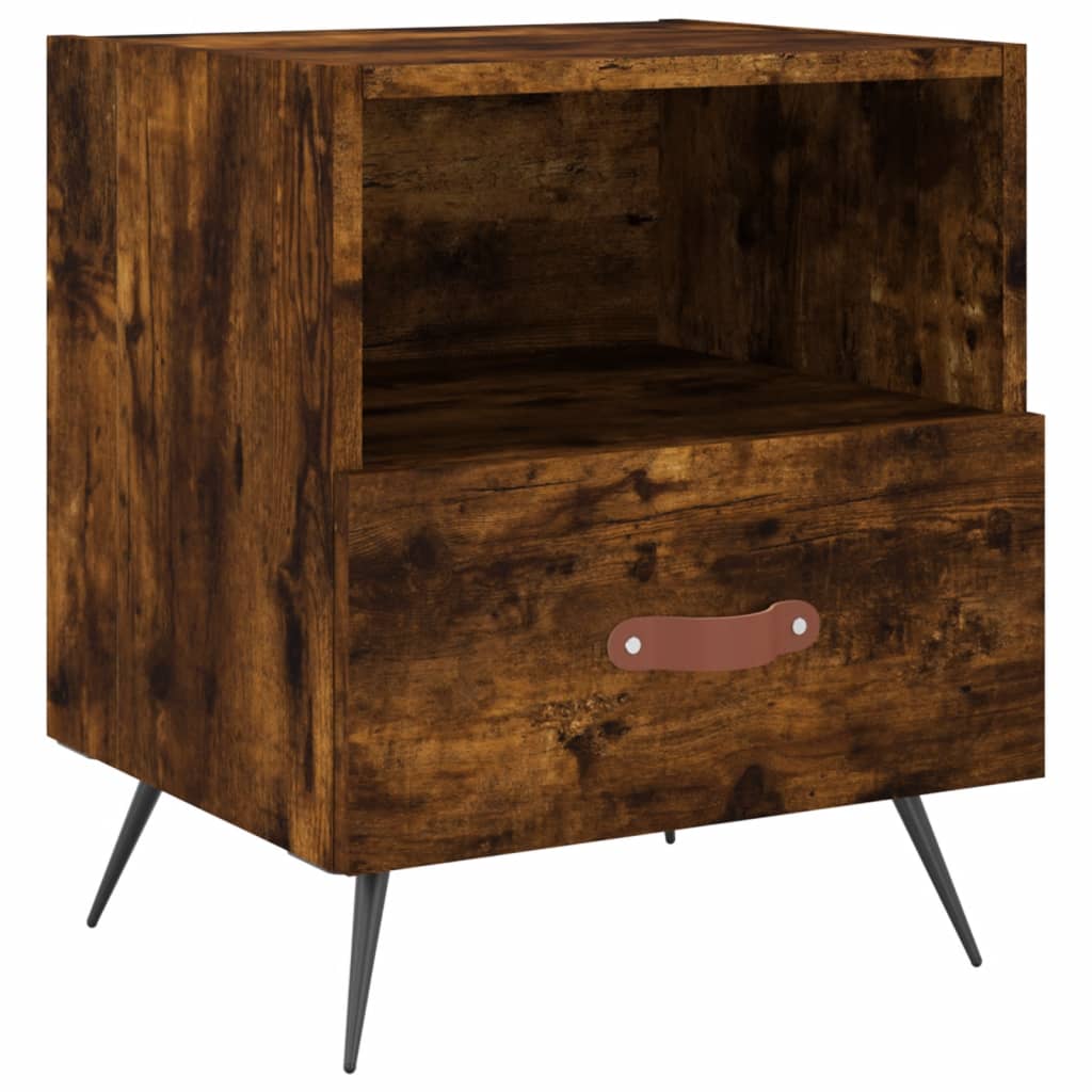 Bedside table smoked oak 40x35x47.5 cm wood material