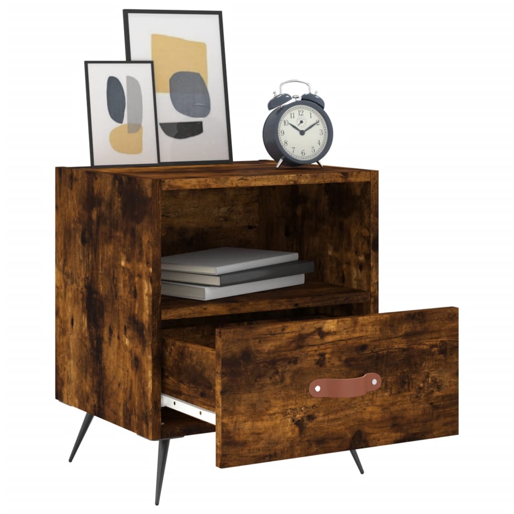 Bedside table smoked oak 40x35x47.5 cm wood material