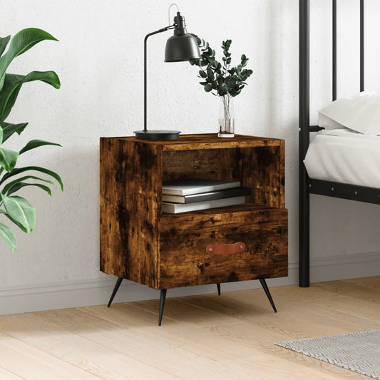 Bedside table smoked oak 40x35x47.5 cm wood material