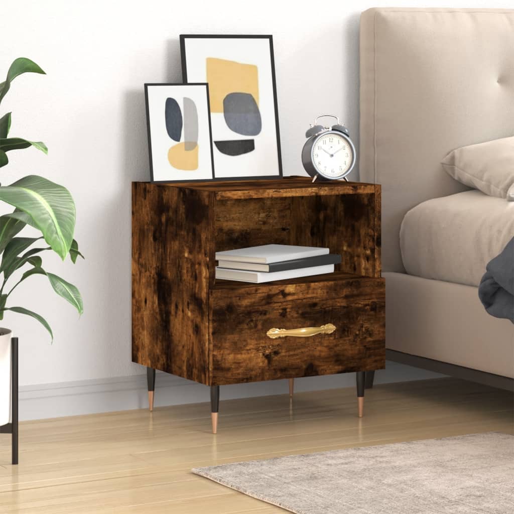 Bedside table smoked oak 40x35x47.5 cm wood material