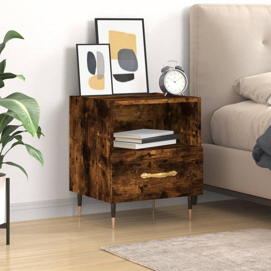 Bedside table smoked oak 40x35x47.5 cm wood material