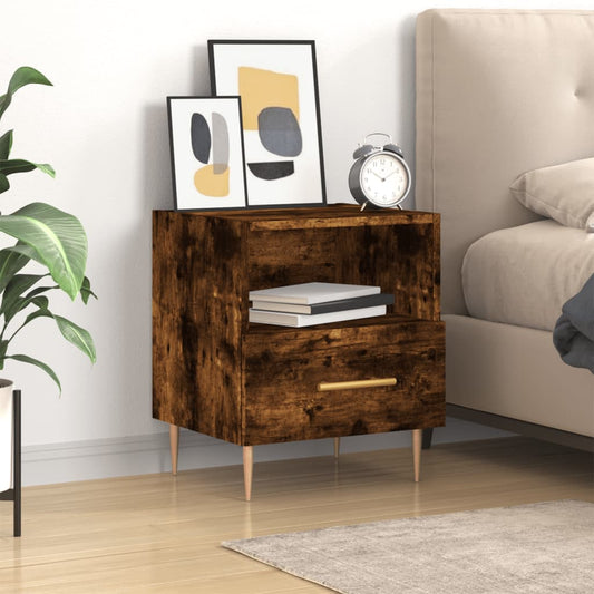 Bedside table smoked oak 40x35x47.5 cm wood material