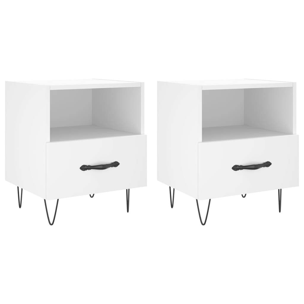 Bedside tables 2 pcs. White 40x35x47.5 cm wood material