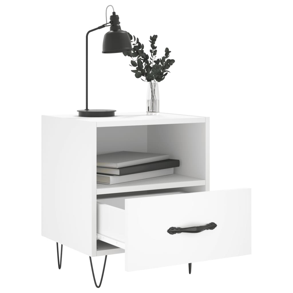 Bedside tables 2 pcs. White 40x35x47.5 cm wood material