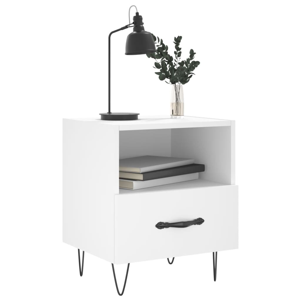 Bedside tables 2 pcs. White 40x35x47.5 cm wood material