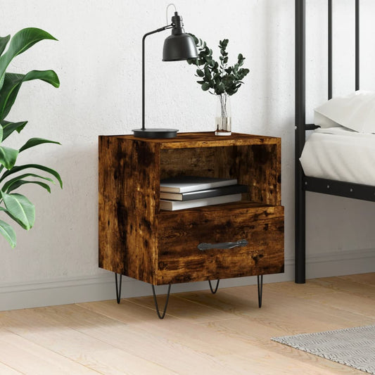 Bedside table smoked oak 40x35x47.5 cm wood material