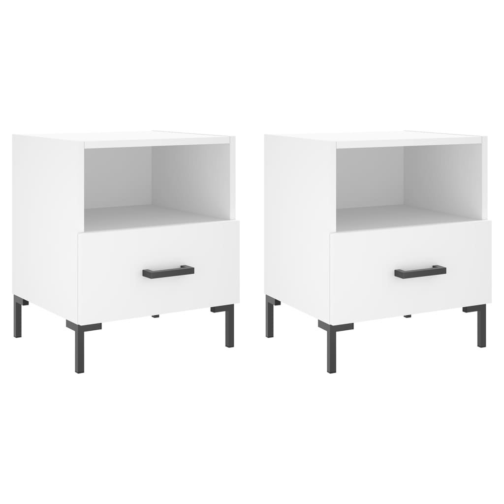 Bedside tables 2 pcs. White 40x35x47.5 cm wood material