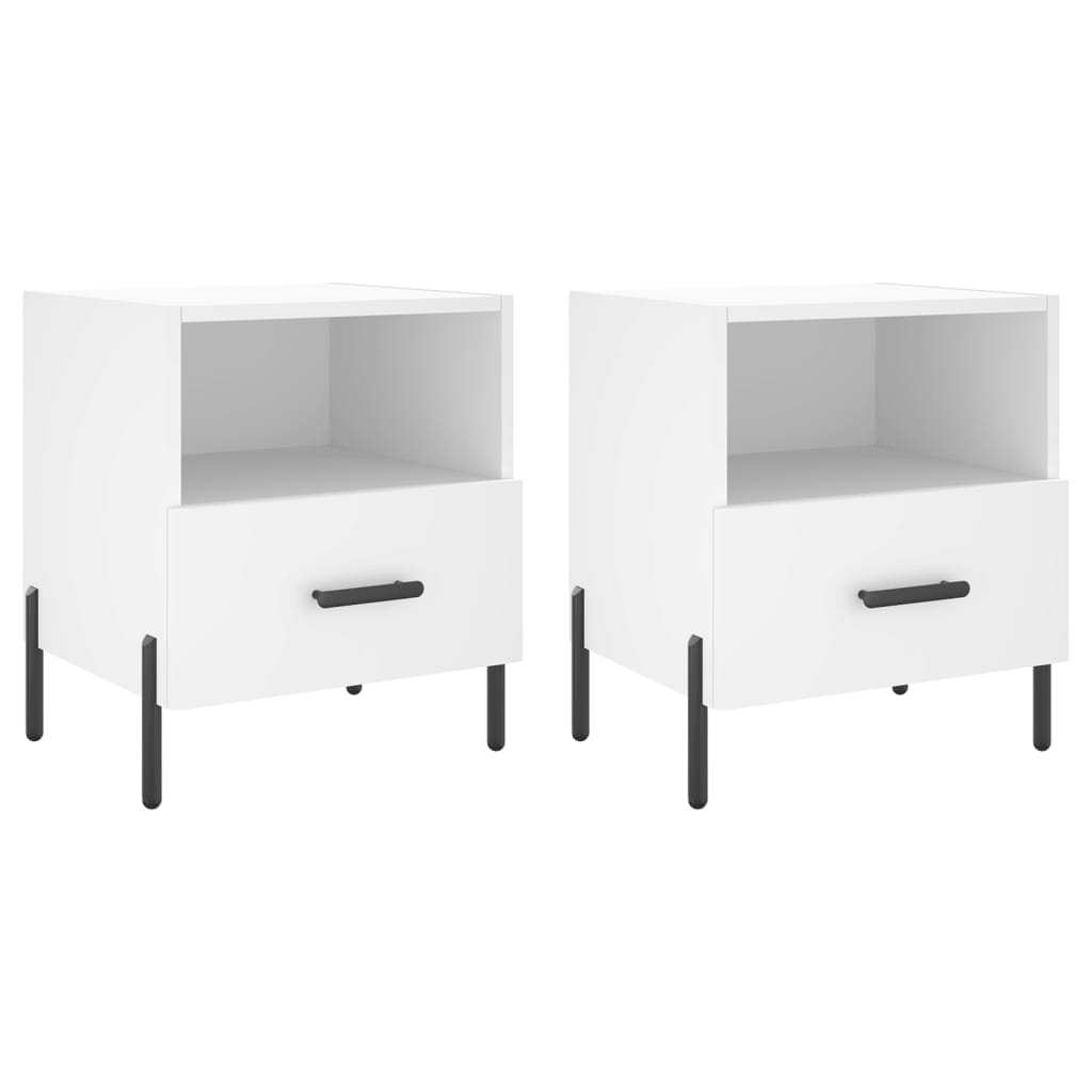 Bedside tables 2 pcs. White 40x35x47.5 cm wood material