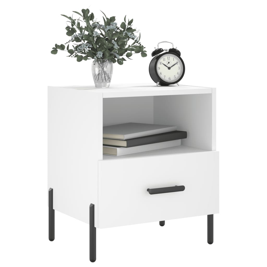 Bedside tables 2 pcs. White 40x35x47.5 cm wood material