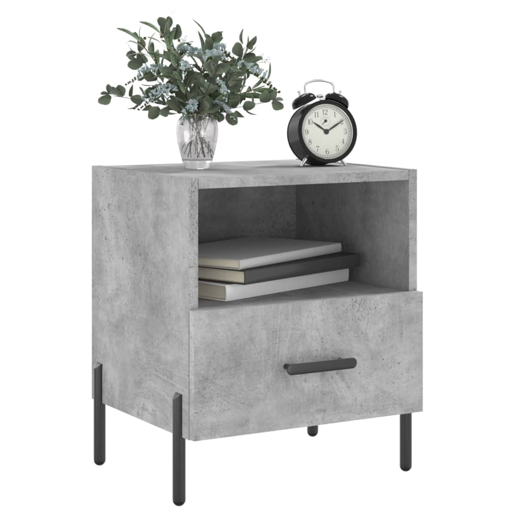 Table de chevet gris béton 40x35x47,5 cm en bois