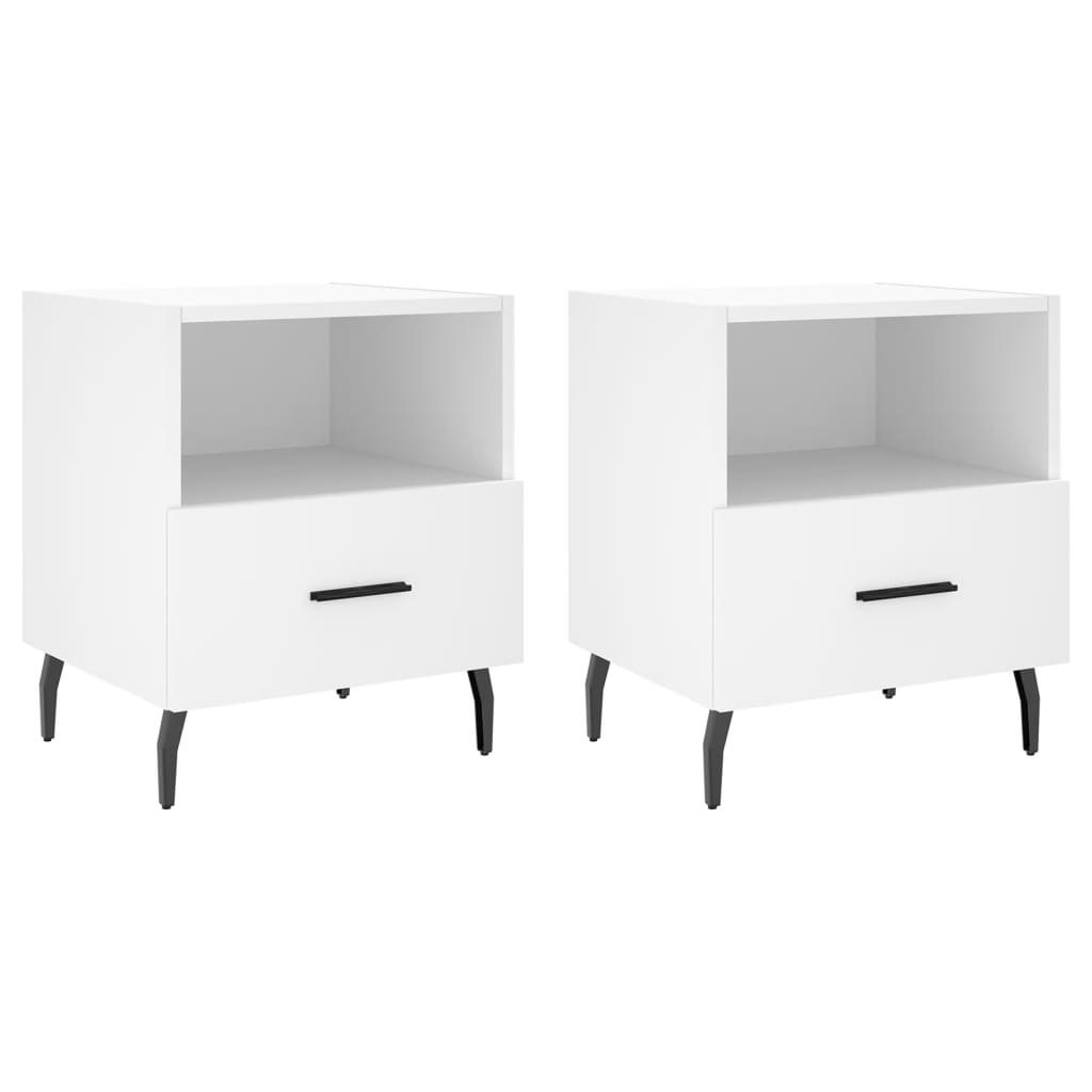 Bedside tables 2 pcs. White 40x35x47.5 cm wood material