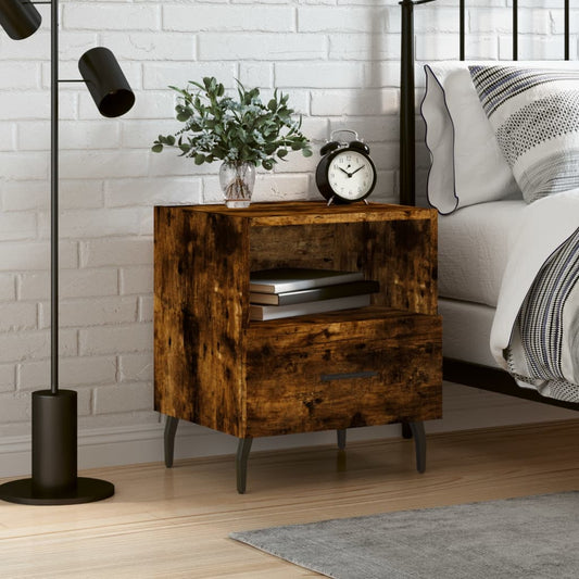 Bedside table smoked oak 40x35x47.5 cm wood material