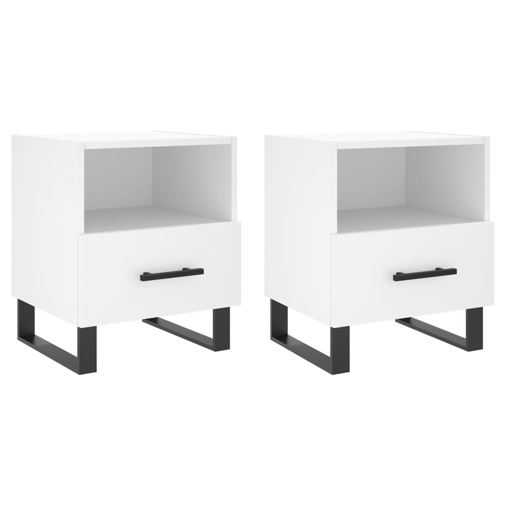 Bedside tables 2 pcs. White 40x35x47.5 cm wood material