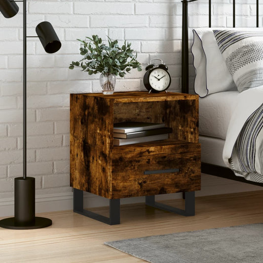 Bedside table smoked oak 40x35x47.5 cm wood material