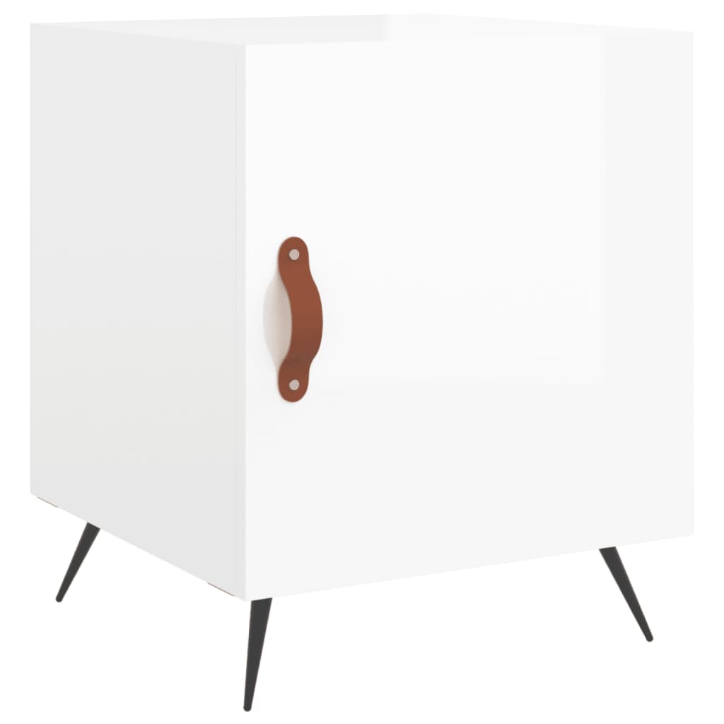 Bedside table high gloss white 40x40x50 cm wood material