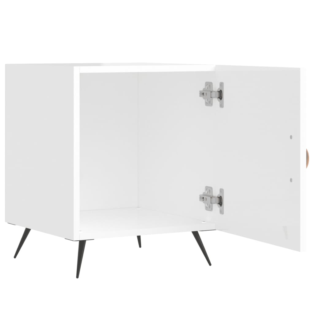 Bedside table high gloss white 40x40x50 cm wood material