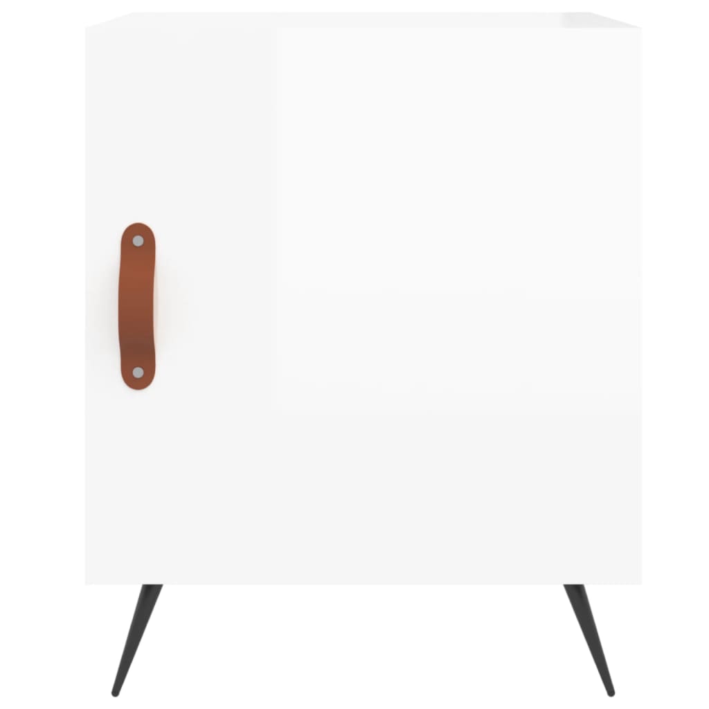 Bedside table high gloss white 40x40x50 cm wood material