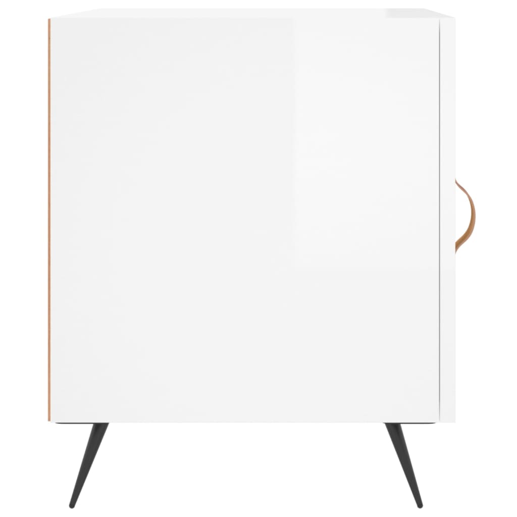 Bedside table high gloss white 40x40x50 cm wood material