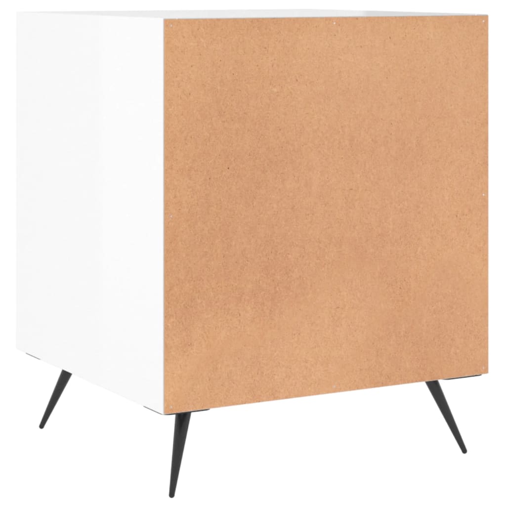 Bedside table high gloss white 40x40x50 cm wood material