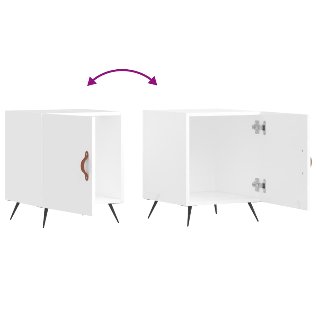 Bedside table high gloss white 40x40x50 cm wood material