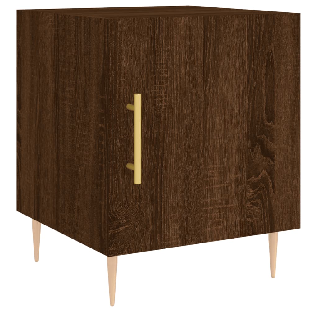 Table de chevet aspect chêne marron 40x40x50 cm en bois