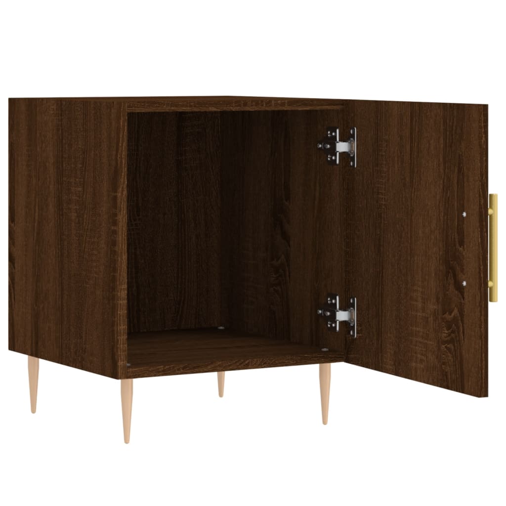 Table de chevet aspect chêne marron 40x40x50 cm en bois