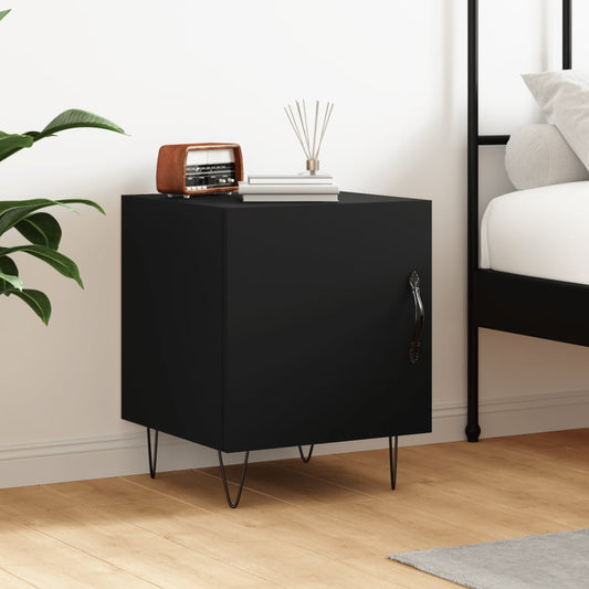 Bedside Table Black 40x40x50 cm Wood Material