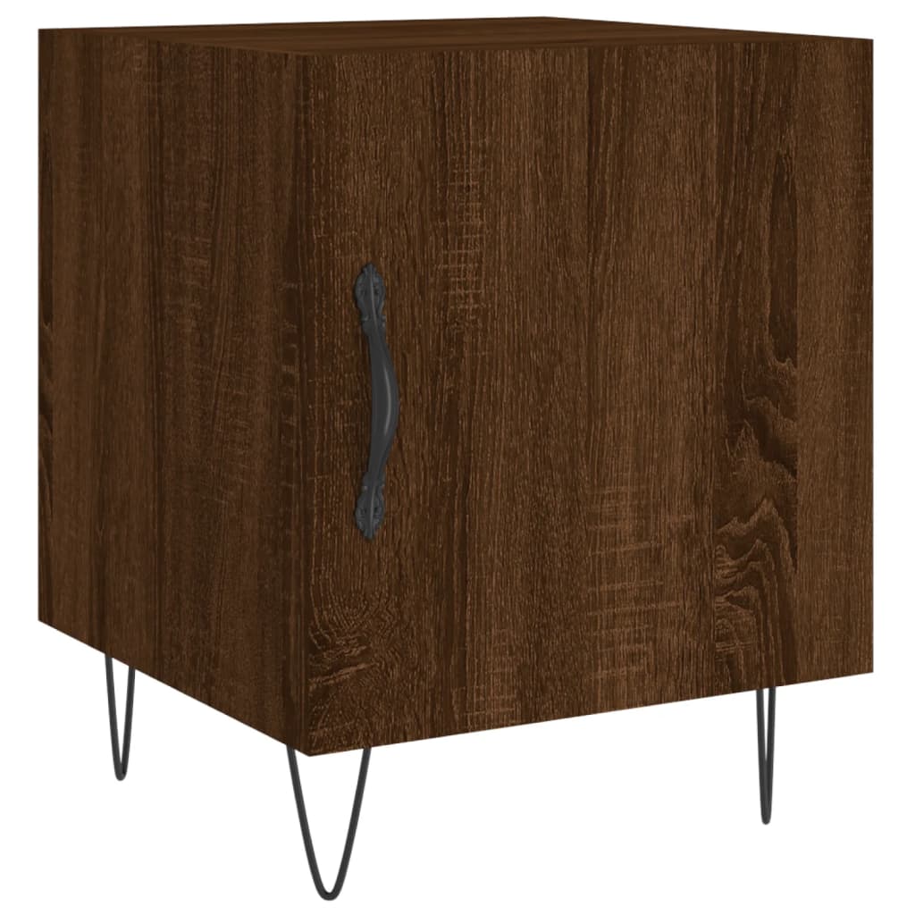 Table de chevet aspect chêne marron 40x40x50 cm en bois