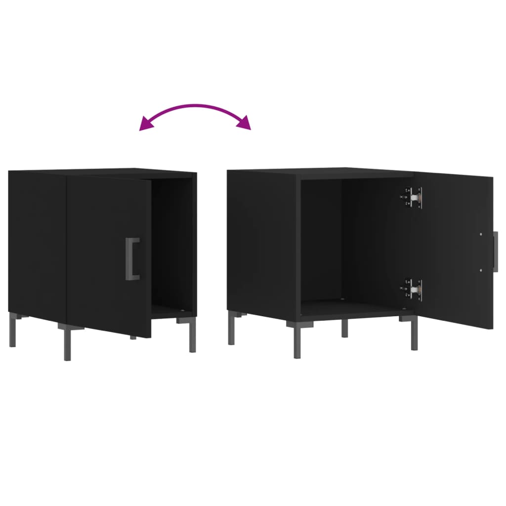 Bedside Table Black 40x40x50 cm Wood Material