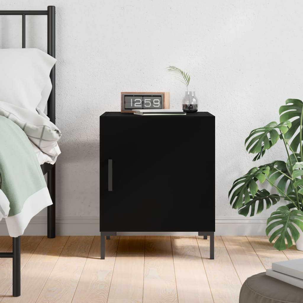 Bedside Table Black 40x40x50 cm Wood Material