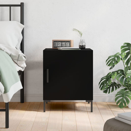 Bedside Table Black 40x40x50 cm Wood Material