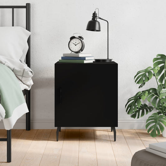 Bedside Table Black 40x40x50 cm Wood Material