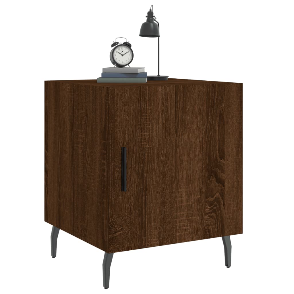 Table de chevet aspect chêne marron 40x40x50 cm en bois