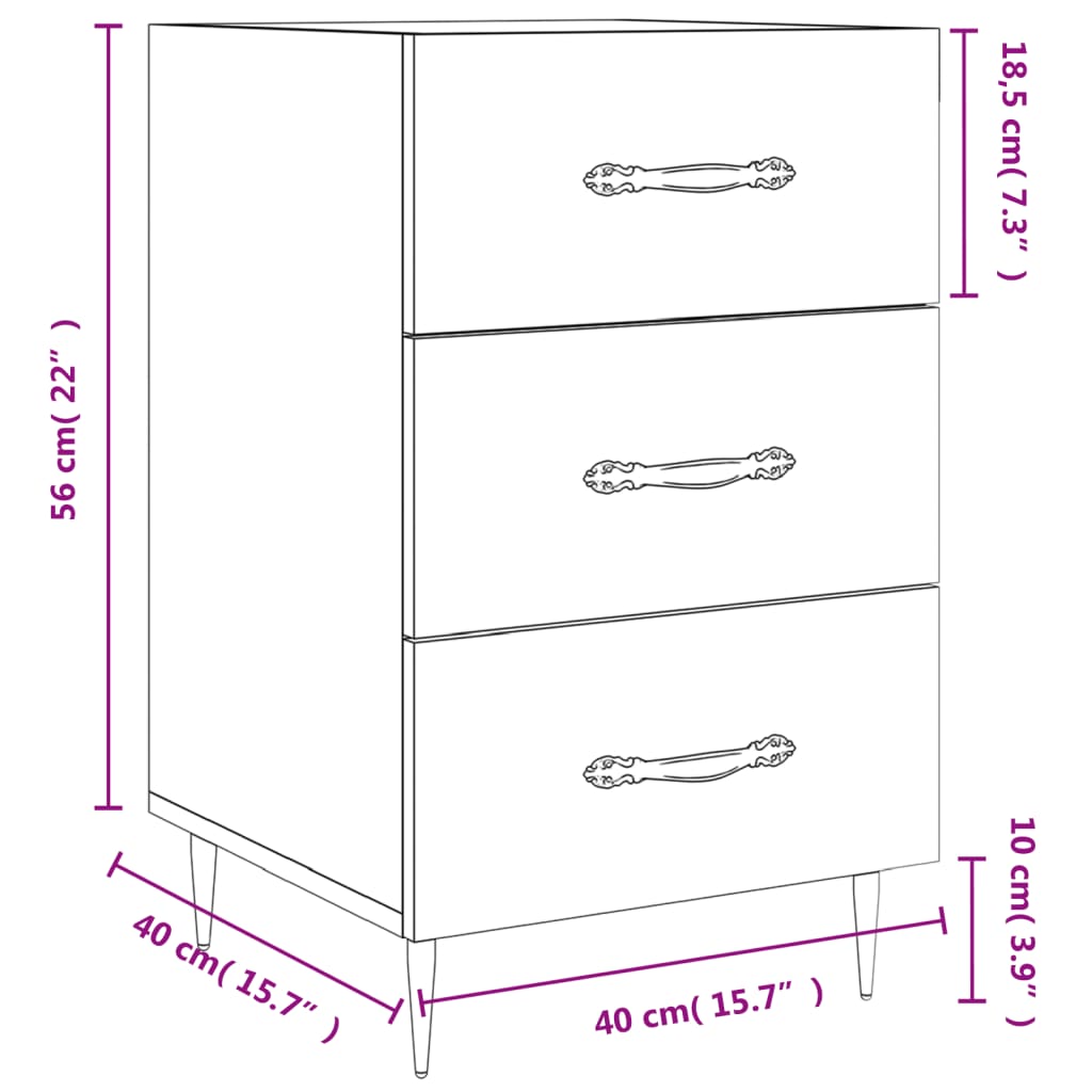 Nachttisch Betongrau 40x40x66 cm Holzwerkstoff