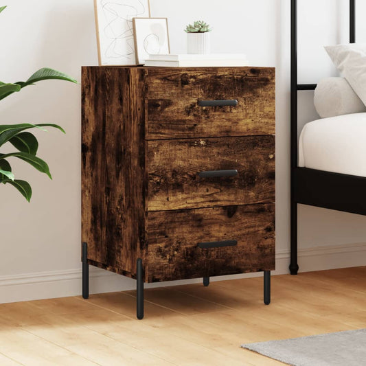 Bedside table smoked oak 40x40x66 cm wood material