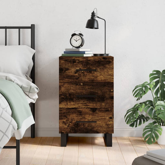 Bedside table smoked oak 40x40x66 cm wood material