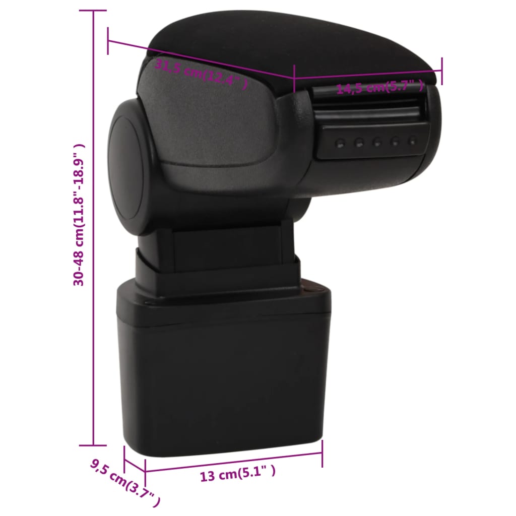 Auto-Armlehne für NISSAN JUKE (ab 2010) Schwarz 14,5x31,5x(30–48) cm ABS