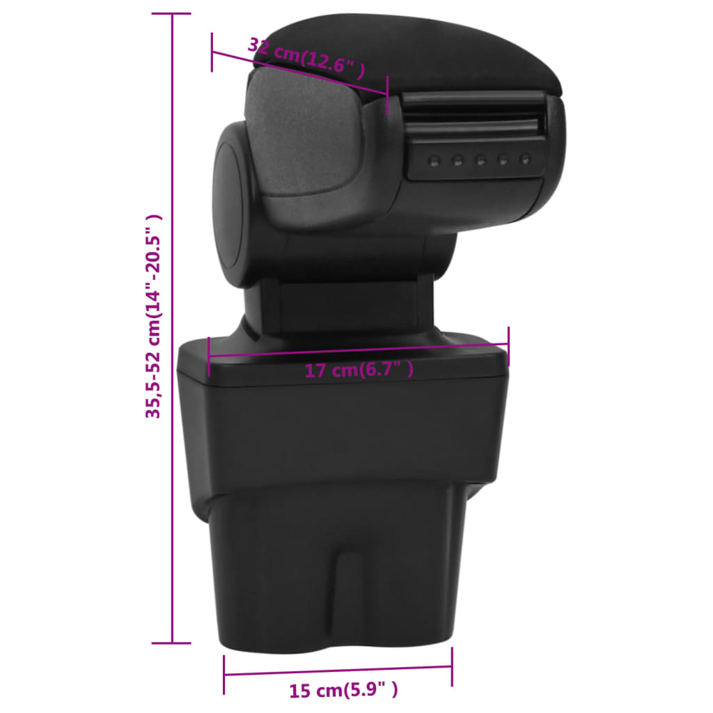 Auto-Armlehne Schwarz 17x32x(35,5–52) cm ABS