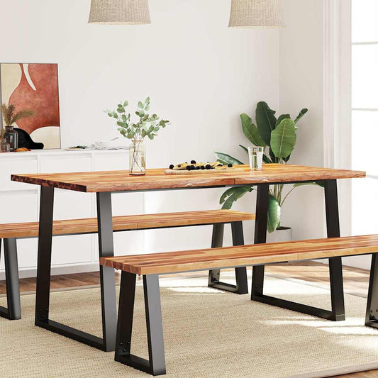 Dining table tree edge 160x80x75 cm solid wood acacia