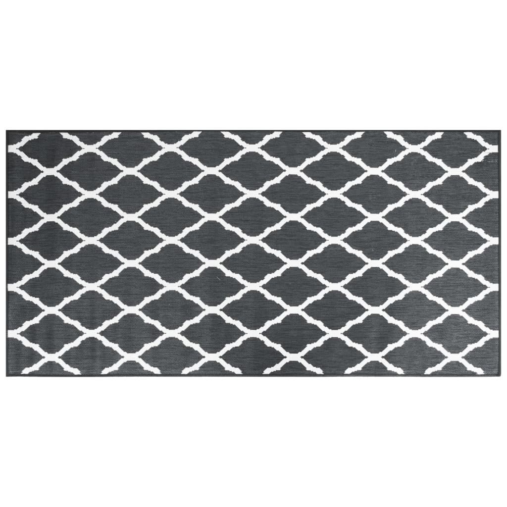 Outdoor-Teppich Grau und Weiß 100x200 cm Beidseitig Nutzbar