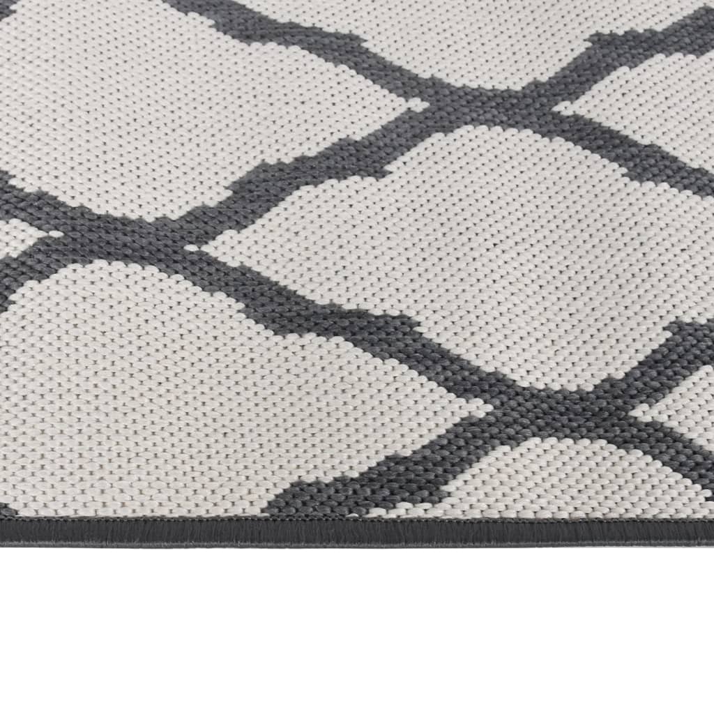 Outdoor-Teppich Grau und Weiß 100x200 cm Beidseitig Nutzbar