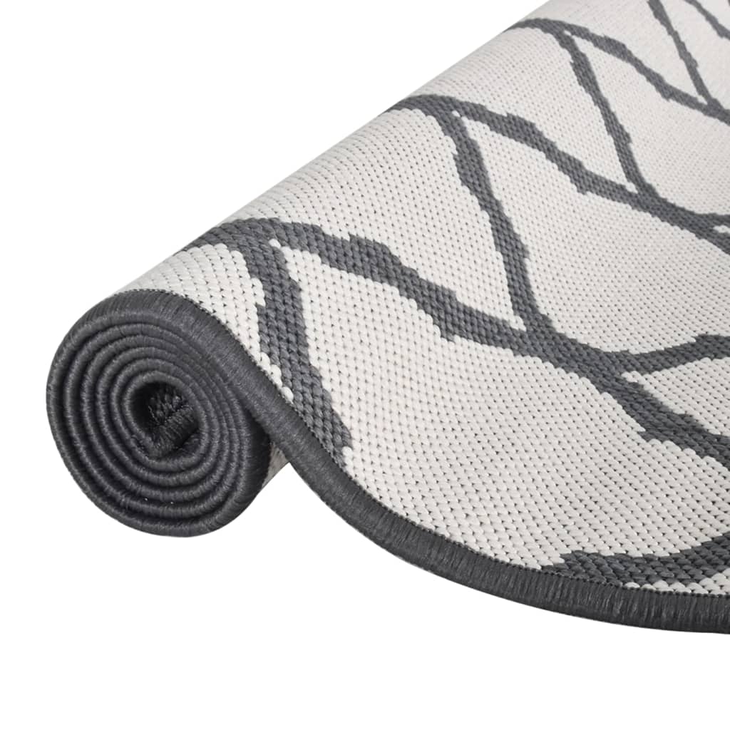 Outdoor-Teppich Grau und Weiß 100x200 cm Beidseitig Nutzbar