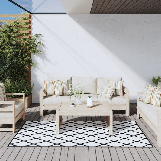 Outdoor-Teppich Grau und Weiß 100x200 cm Beidseitig Nutzbar