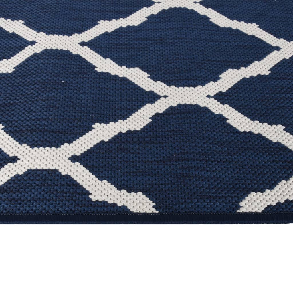 Tapis extérieur bleu marine blanc 80x150 cm Utilisable des deux côtés